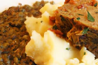 Hearty Vegan Lentil Loaf Paired with Creamy Mashed Potatoes