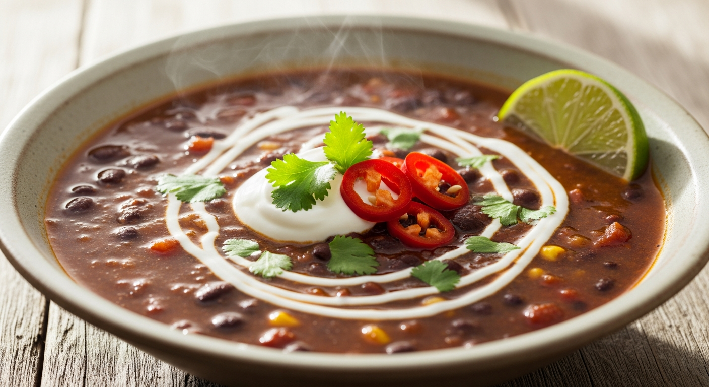 Fiery Vegan Black Bean Soup