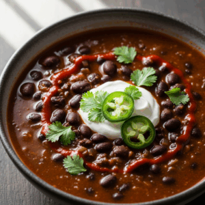 Fiery Vegan Black Bean Soup