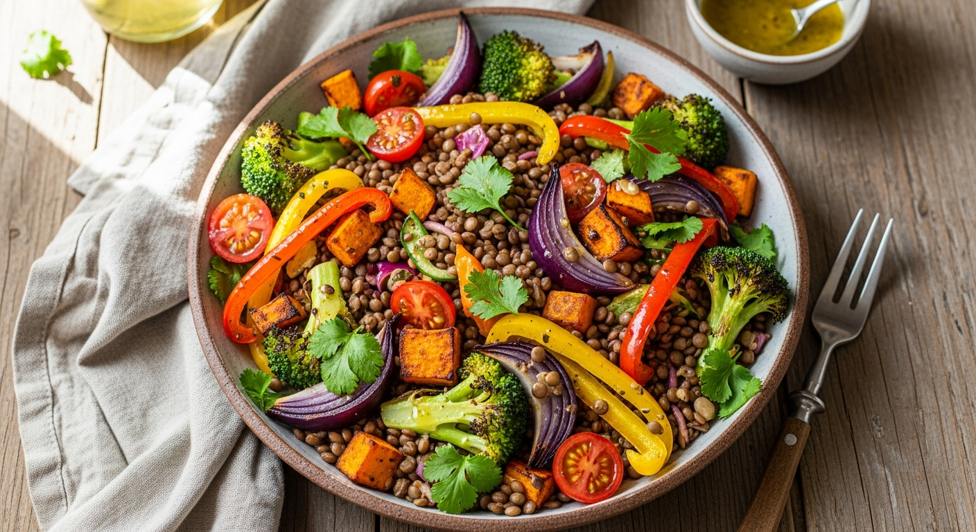 Hearty Lentil & Roasted Veggie Salad