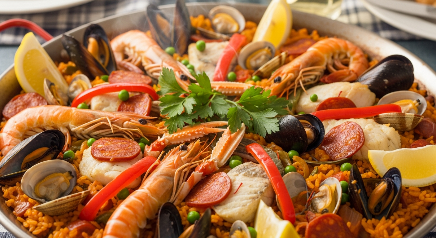 Seafood Paella Infused with Saffron Bliss