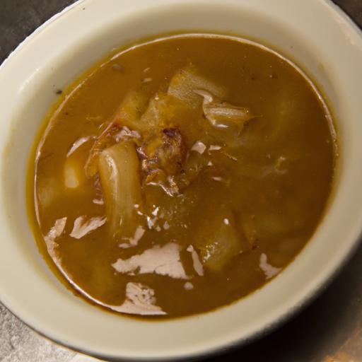 Hearty French onion Soup Made Light with Vegetable Broth