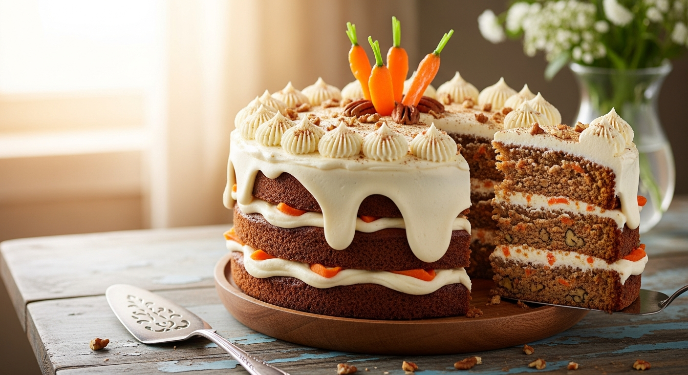 Decadent Carrot Cake with Cream Cheese Frosting Delight