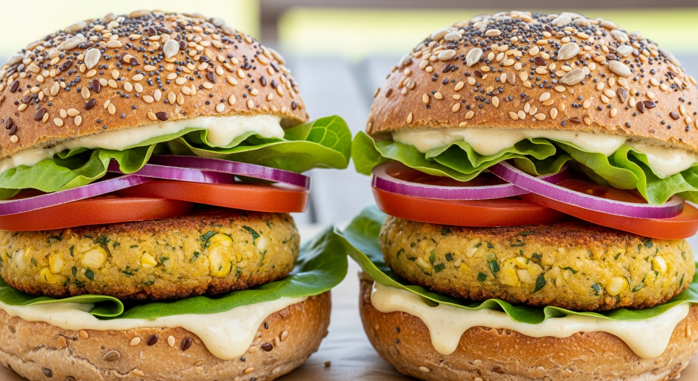 Wholesome Chickpea Patties on Nutty Whole-Grain Buns