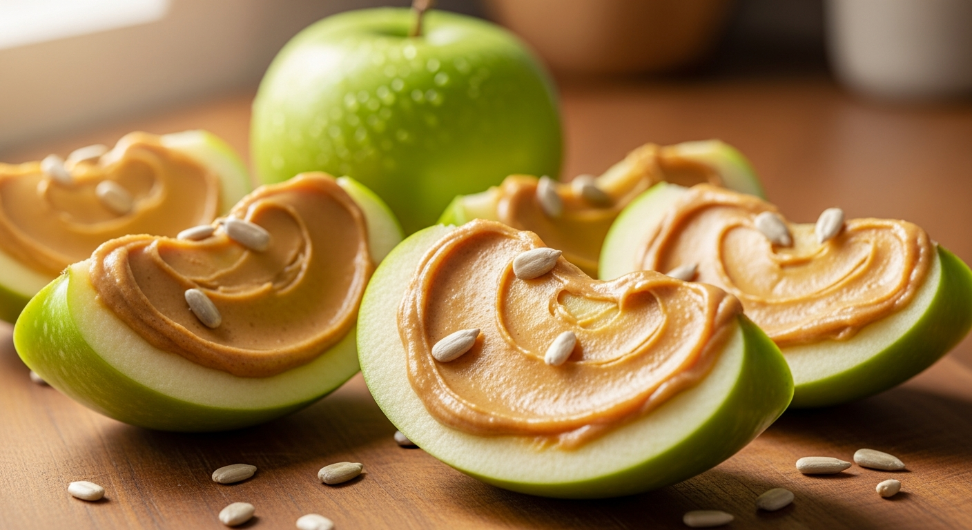 Crunchy Apple Slices and Creamy Sunflower Butter Bliss