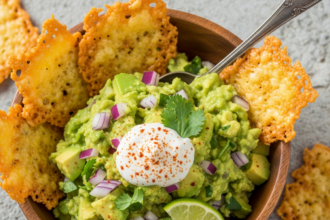 Crunchy Cheese Crisps Meet Creamy Guacamole Delight
