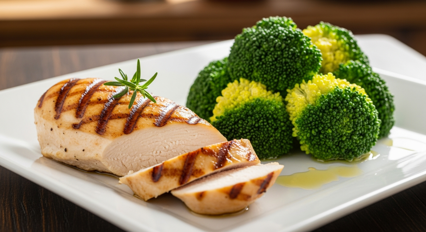 Savor the Balance: Grilled Chicken Breast with Steamed Broccoli