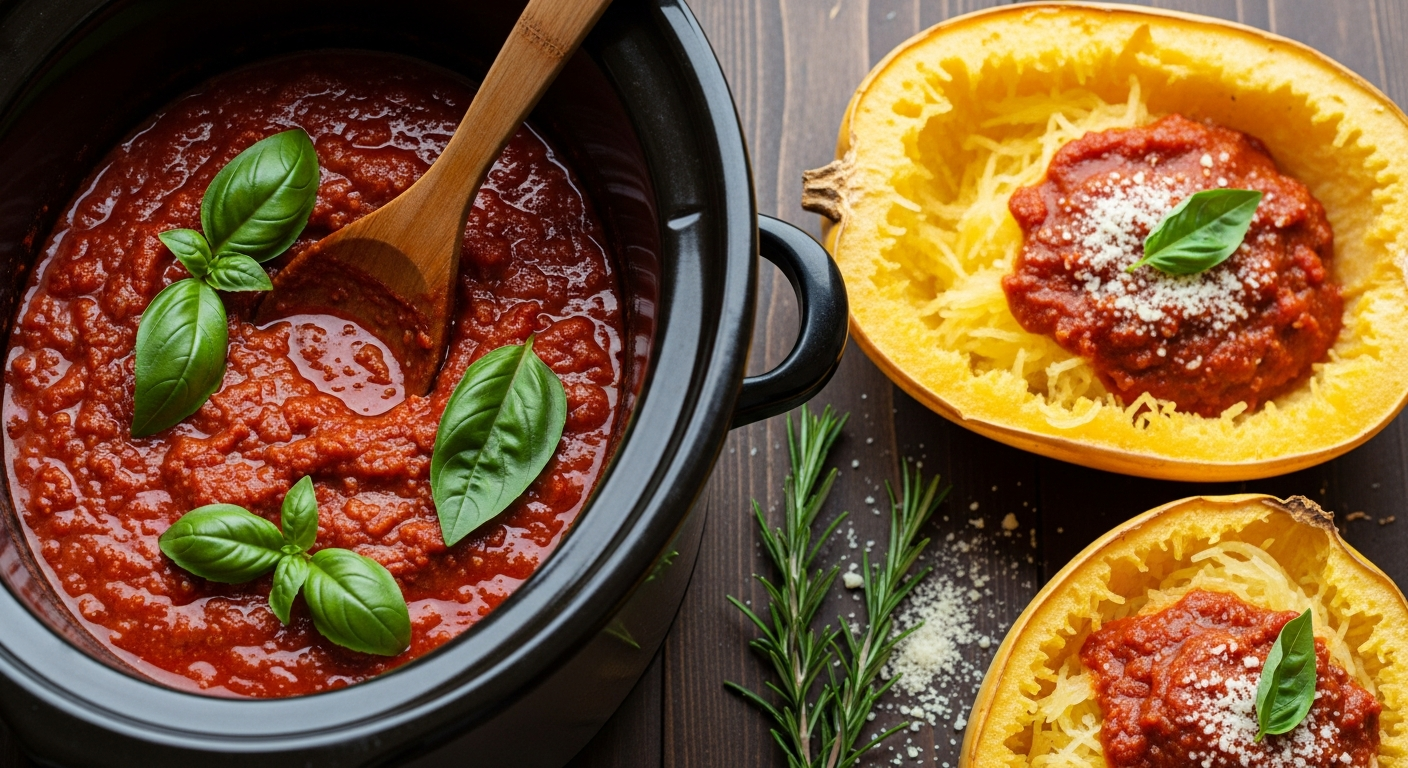 Slow-Cooker Sauce & Spaghetti Squash: Easy, Flavorful Meal