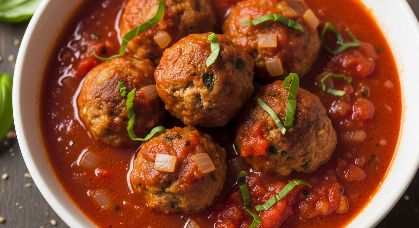 Savory Turkey Meatballs Simmered in Rich Tomato Sauce