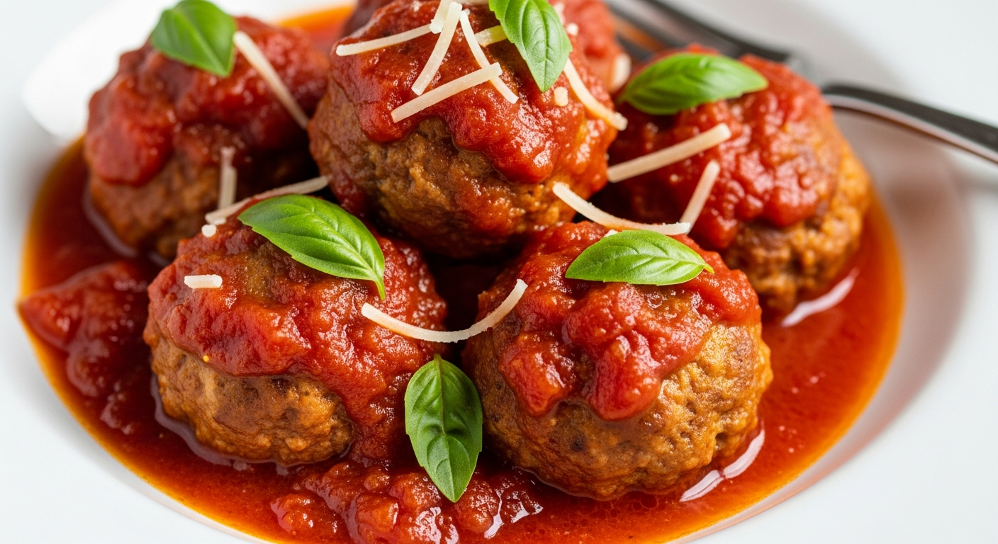 Savory Turkey Meatballs Simmered in Rich Tomato Sauce