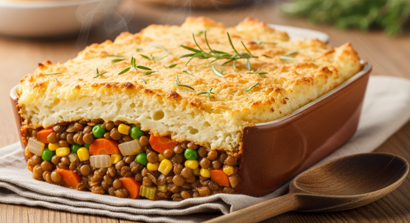 Hearty Vegan Shepherd’s Pie: Wholesome Lentil Filling Delight
