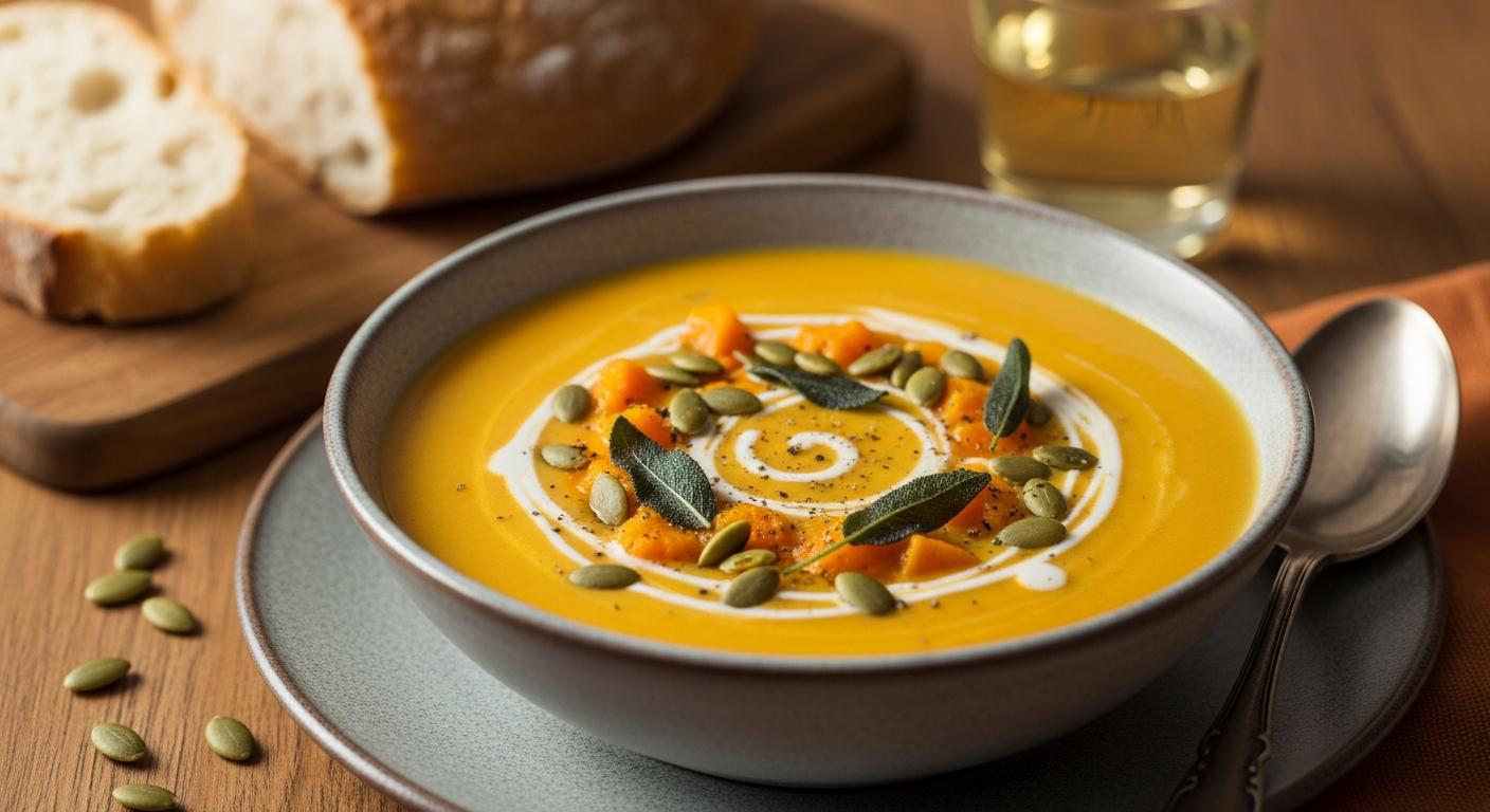 Velvety Butternut & Sweet Potato Soup: Fall’s Creamy Comfort.
