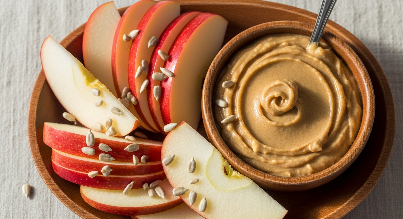 Crunchy Apple Slices and Creamy Sunflower Butter Bliss
