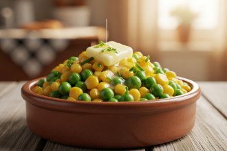 Golden Harmony: The Classic Charm of Buttered Corn & Peas