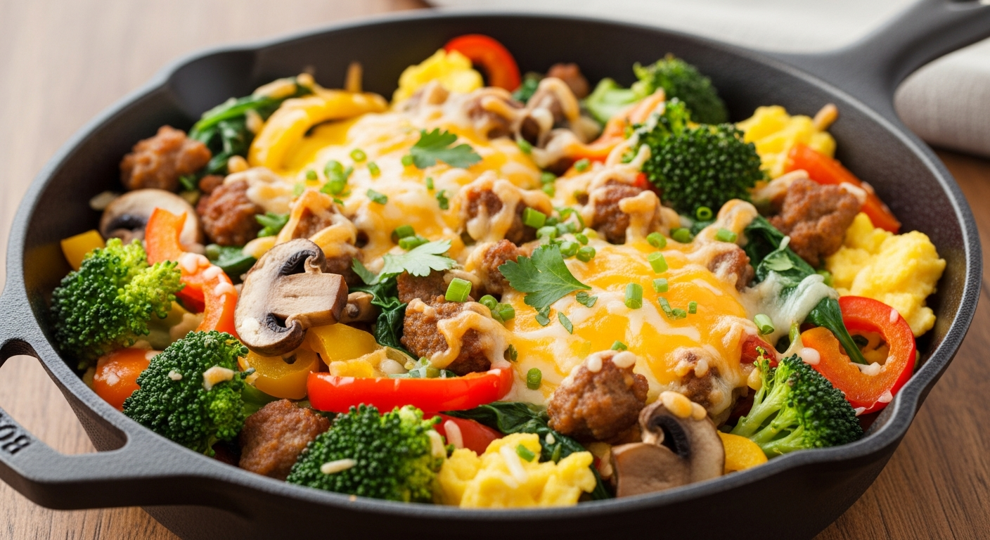Colorful Keto Breakfast Skillet: Veggie-Packed Morning Fuel