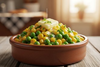 Golden Harmony: The Classic Charm of Buttered Corn & Peas