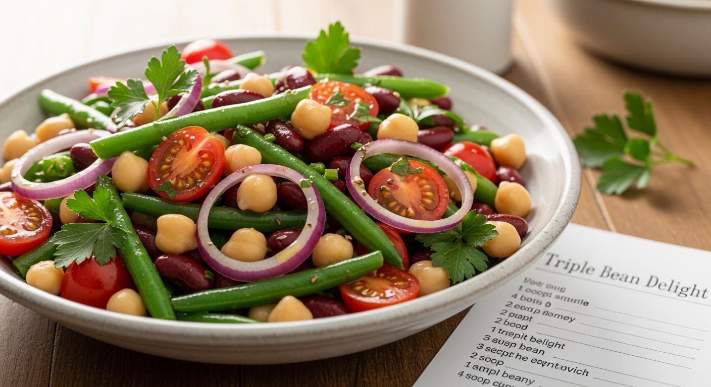 Triple Bean Delight: A Simple Salad. Triple Bean Salad 