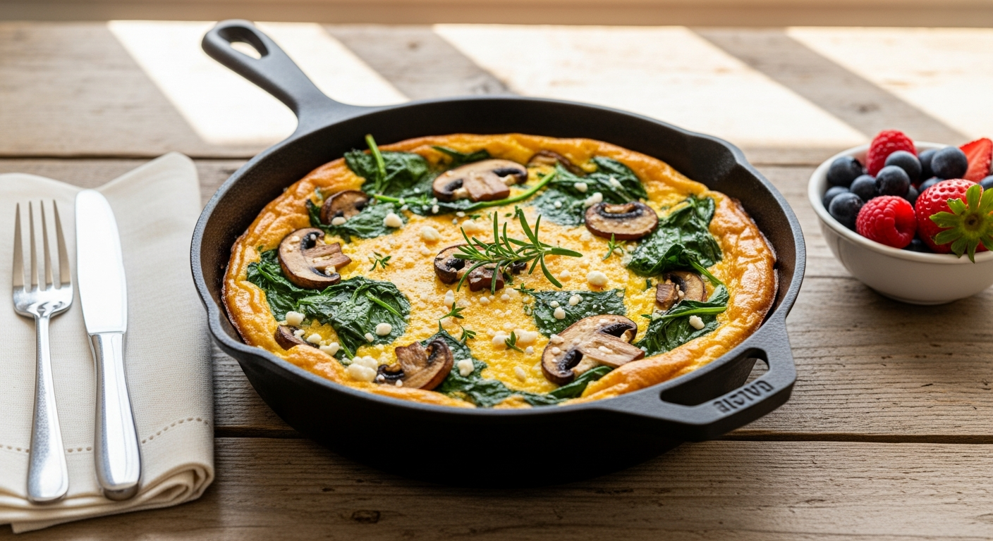 Keto Frittata Delight: Spinach & Mushroom Power Breakfast