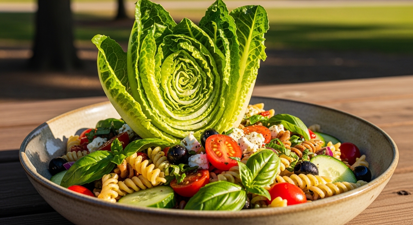 Refreshing Italian Pasta Salad with Crisp Lettuce Twist
