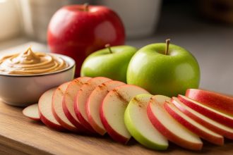 Crunchy Apple Slices Paired with Creamy Sunflower Butter Delight