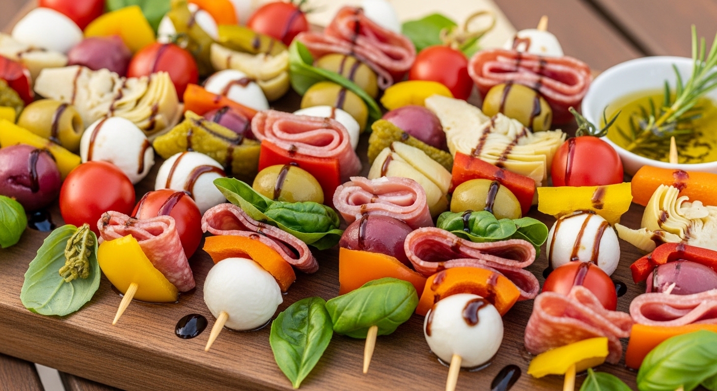 Colorful Antipasto Skewers: The Perfect Lunch Bite