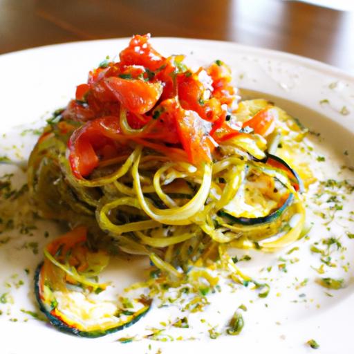 Zucchini Noodles with Pesto & Roasted Tomatoes Delight