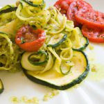 Zucchini Noodles with Pesto & Roasted Tomatoes Delight