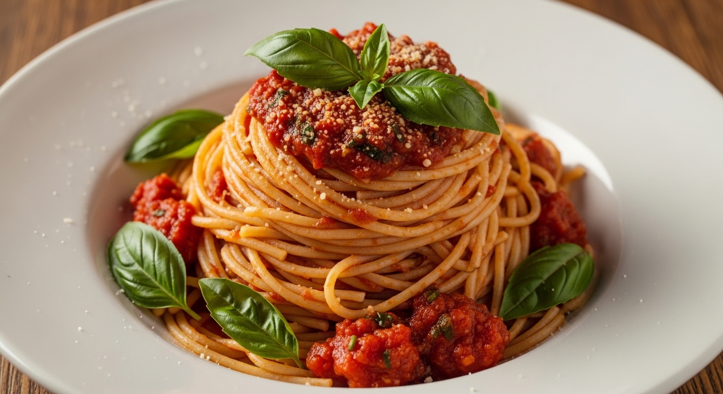 The Art of Spaghetti with Classic Marinara Sauce Delight