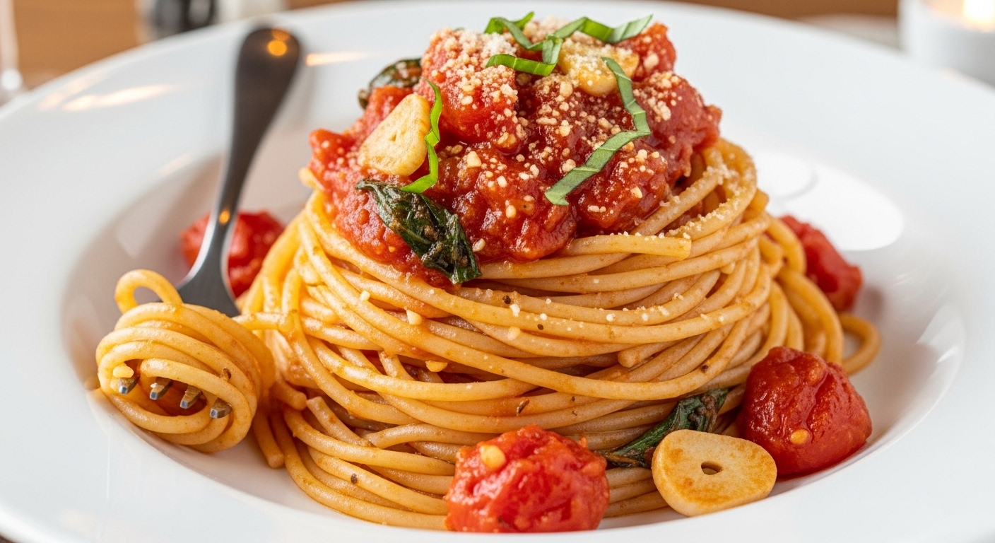 The Art of Spaghetti with Classic Marinara Sauce Delight
