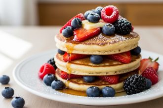 Fluffy Coconut Flour Pancakes with Fresh Berries Bliss